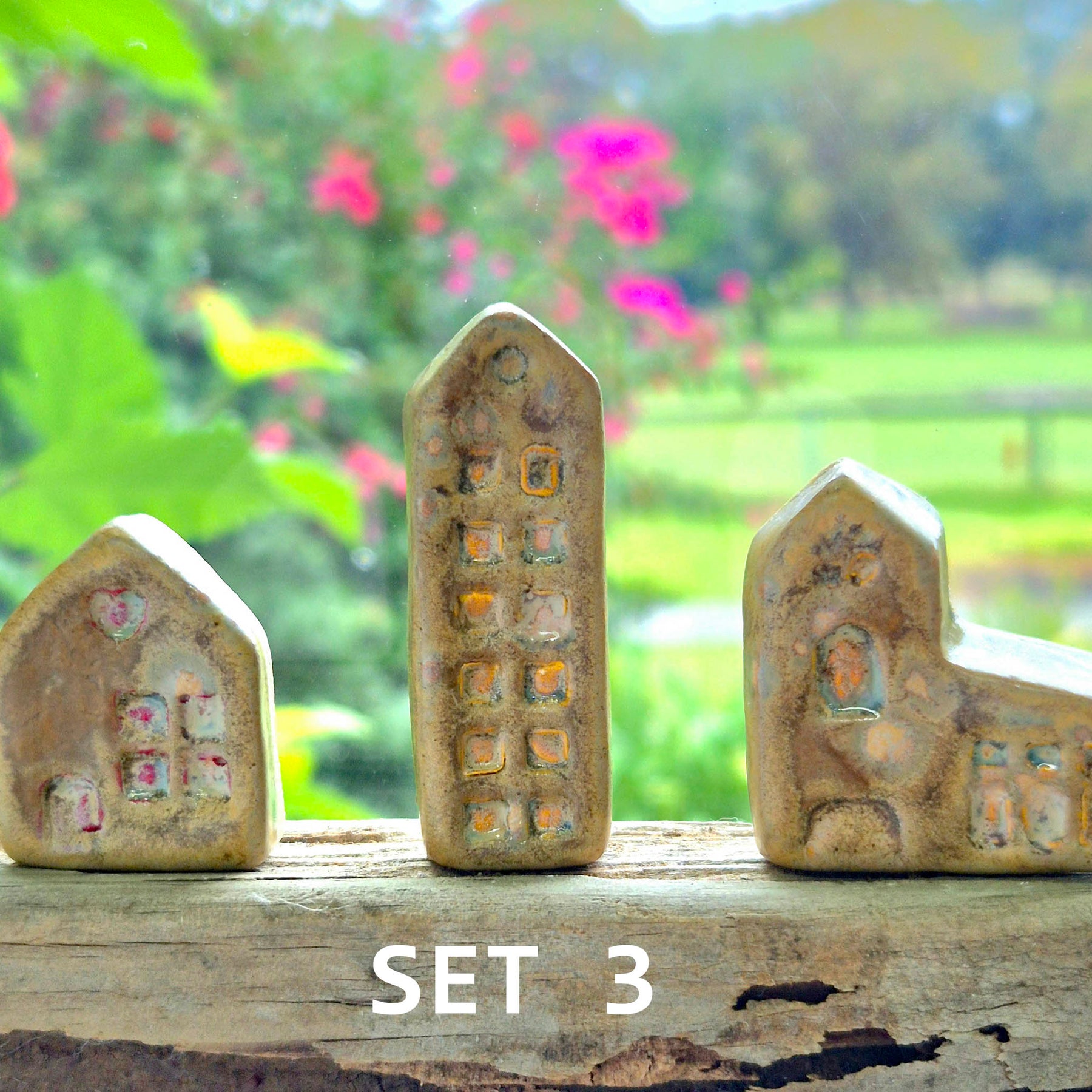 Handmade Ceramic Miniature Houses - Set of Three - Mothers Day Gift