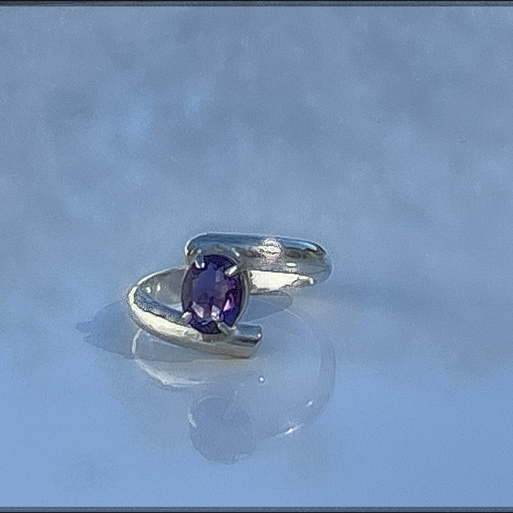 Elegant Amethyst Stirling Silver Ring.