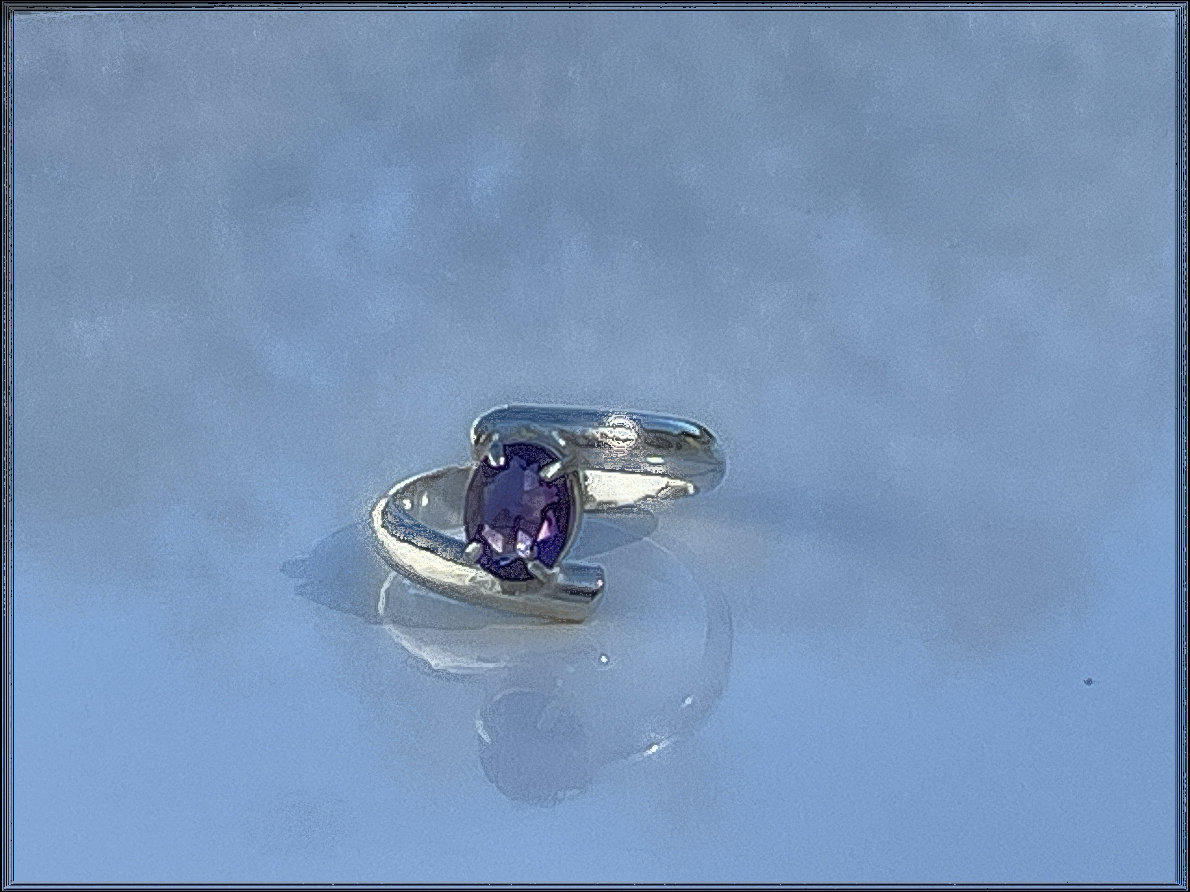 Elegant Amethyst Stirling Silver Ring.