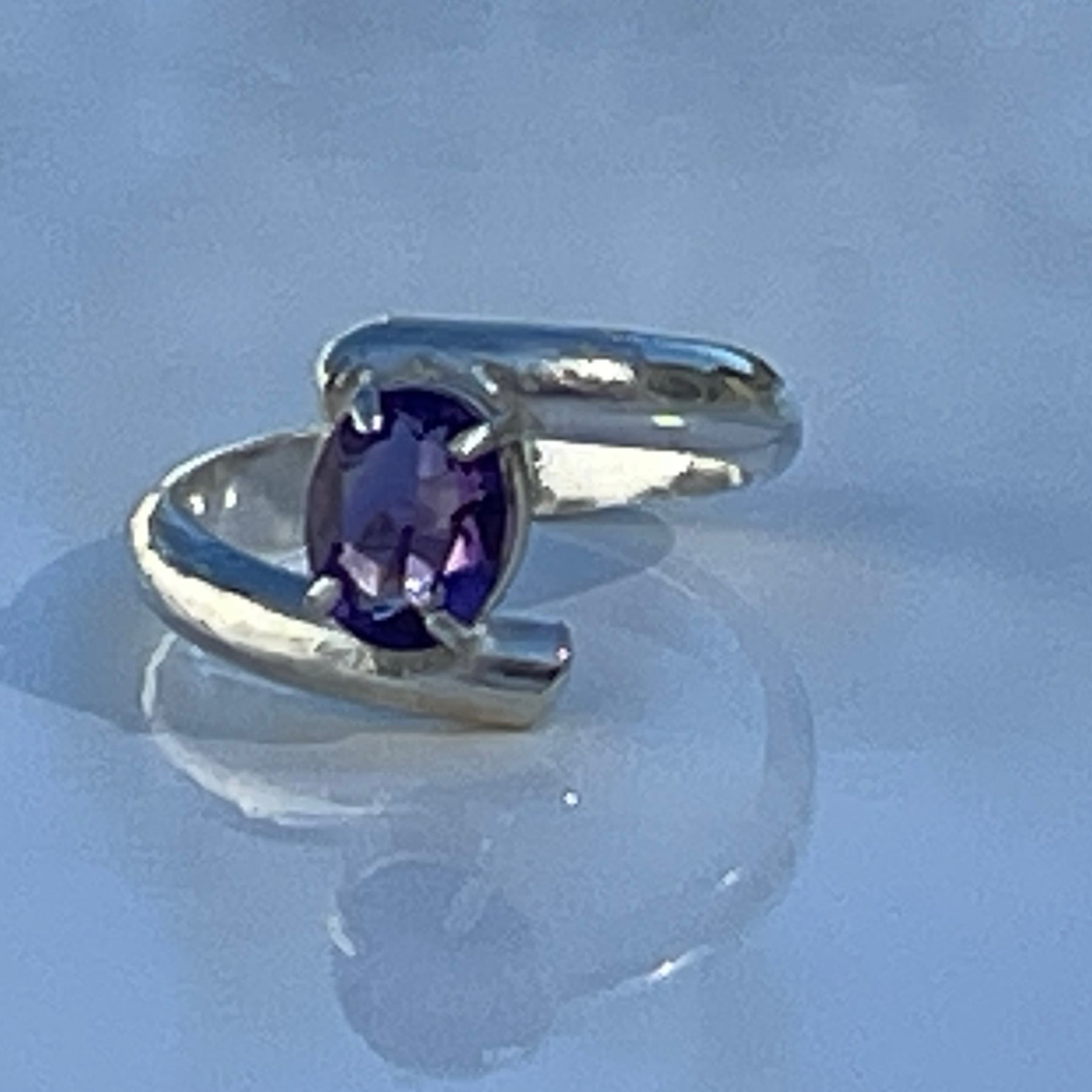 Elegant Amethyst Stirling Silver Ring.