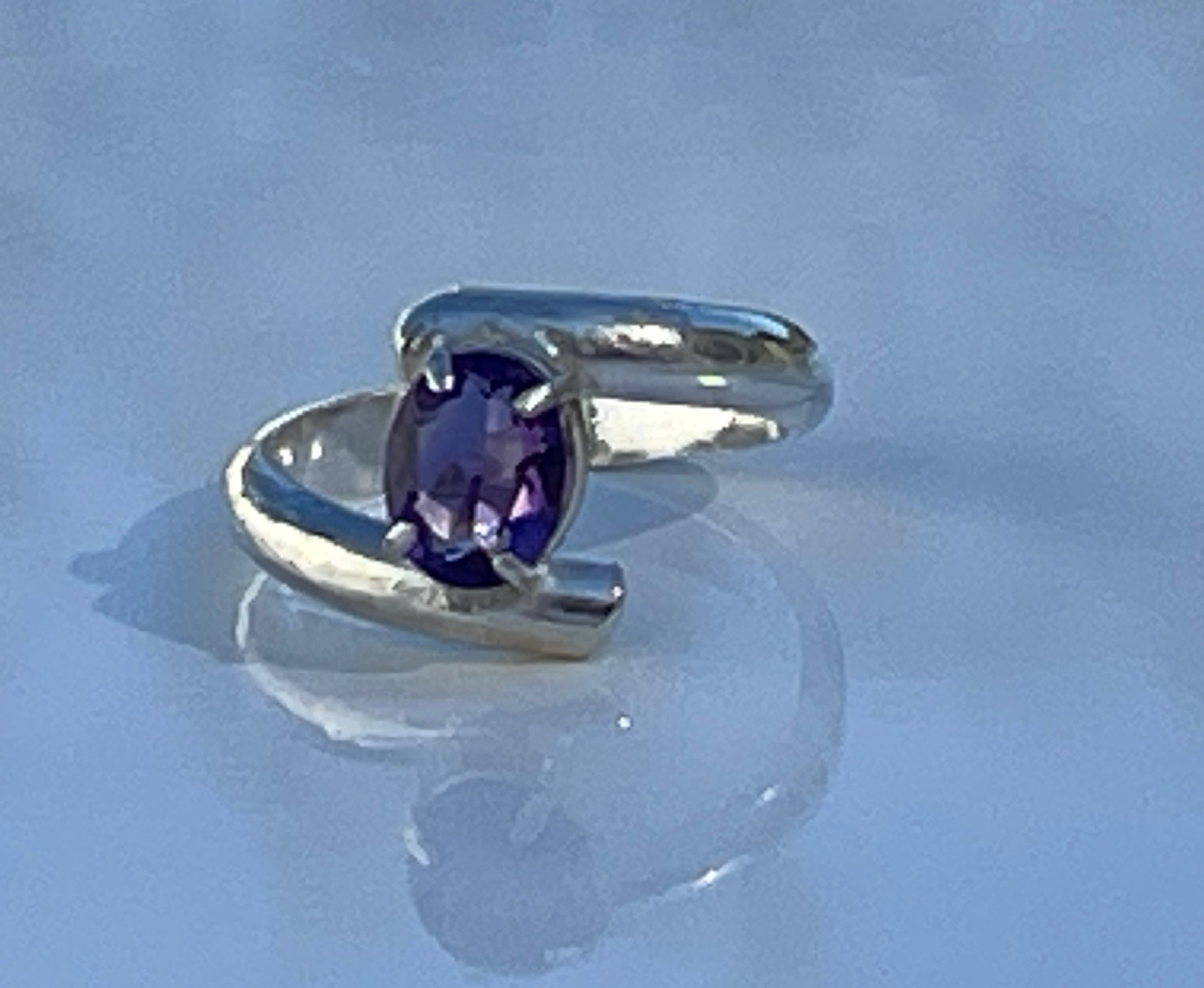 Elegant Amethyst Stirling Silver Ring.
