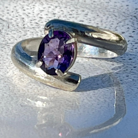 Elegant Amethyst Stirling Silver Ring.