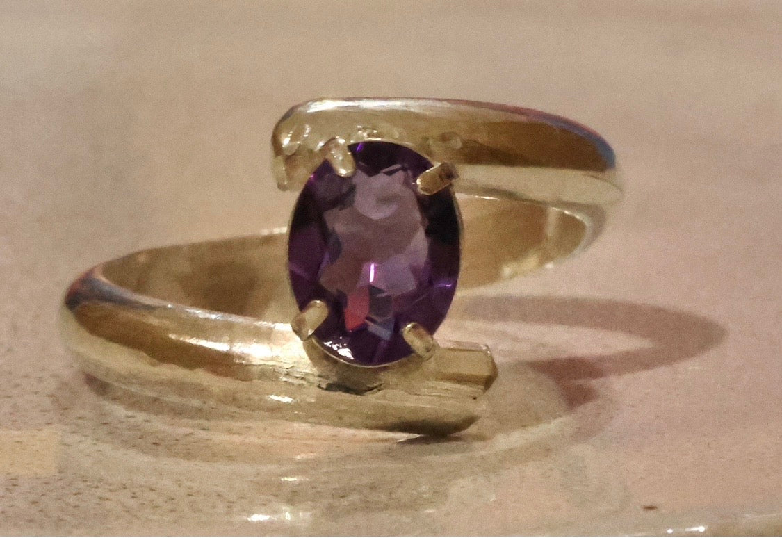Elegant Amethyst Stirling Silver Ring.