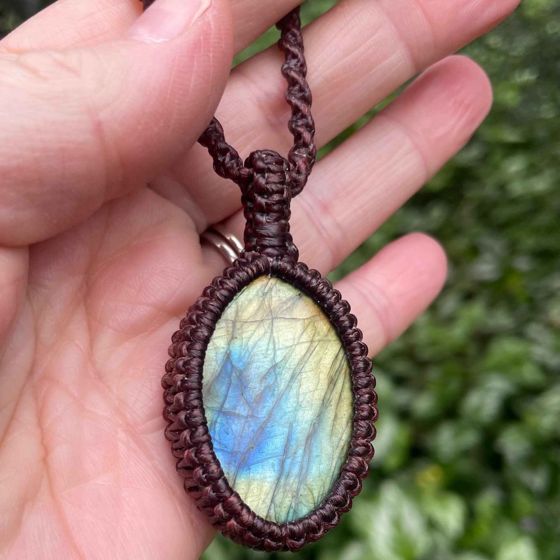 Labradorite Pendant, boho macrame necklace, adjustable