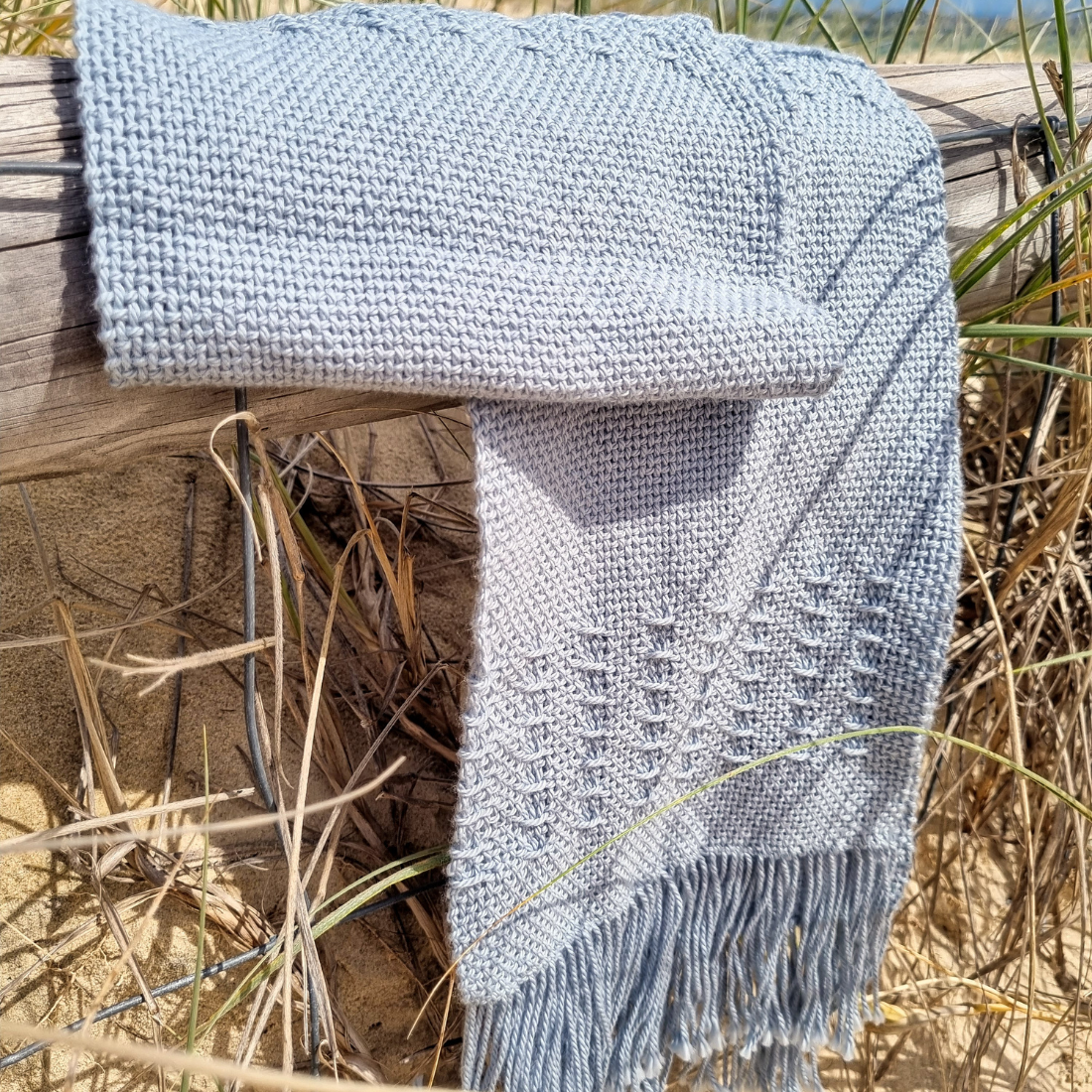 'Beyond the plain weave' collection grey cotton scarf