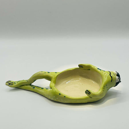 Ceramic Green Frog ornament/ spoon rest/ small dish