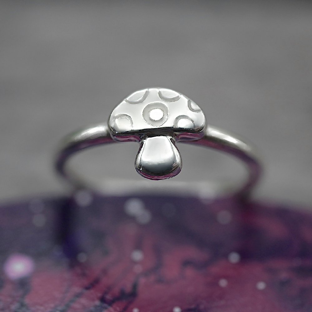 mushroom ring sterling silver galaxy sml