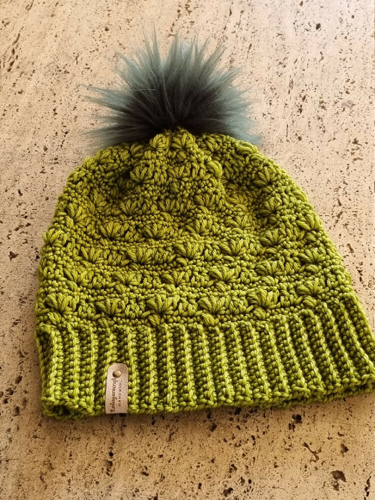 Slanted petals crochet beanie