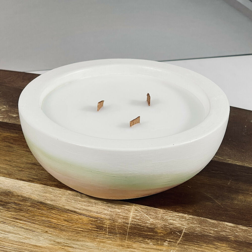 Handcrafted Candle Bowl - Avo, Lippy & White