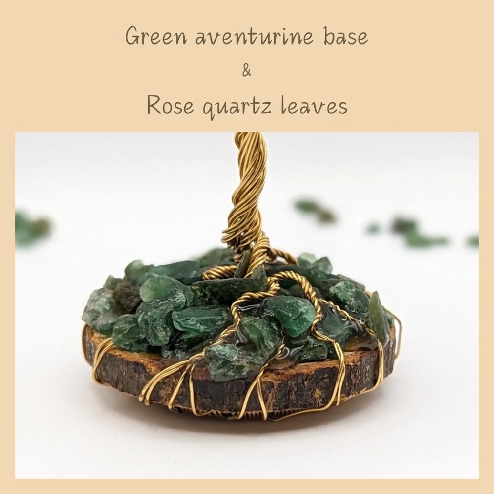 Gemstone tree ~ Personal growth ~ Rose quartz & Green aventurine gemstones