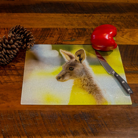 Kangaroo Chopping Board - Tempered Glass