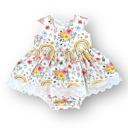 Rainbow Floral Baby Tea Party Dress SET