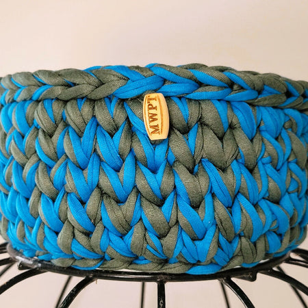 Smooth Cedar/Rexel Blue | Mini Basket | Handmade | Sustainable | Fibre Art | Storage