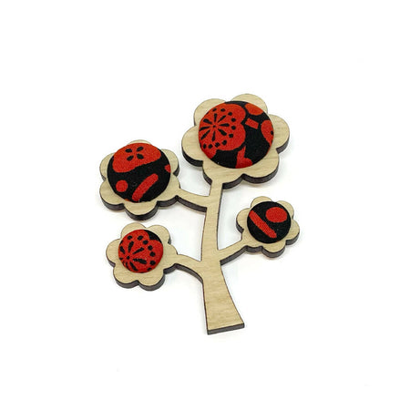 Kimono Tree Brooch - Blood Red