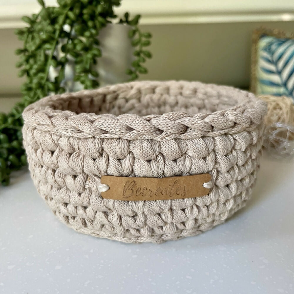 Natural Crochet handmade basket | Mini | Home decor
