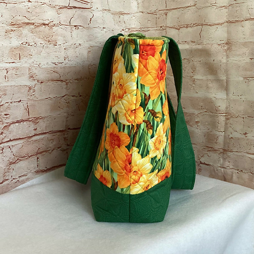 Daffodils handbag, tote, shoulder bag for shopping, travel or craft.