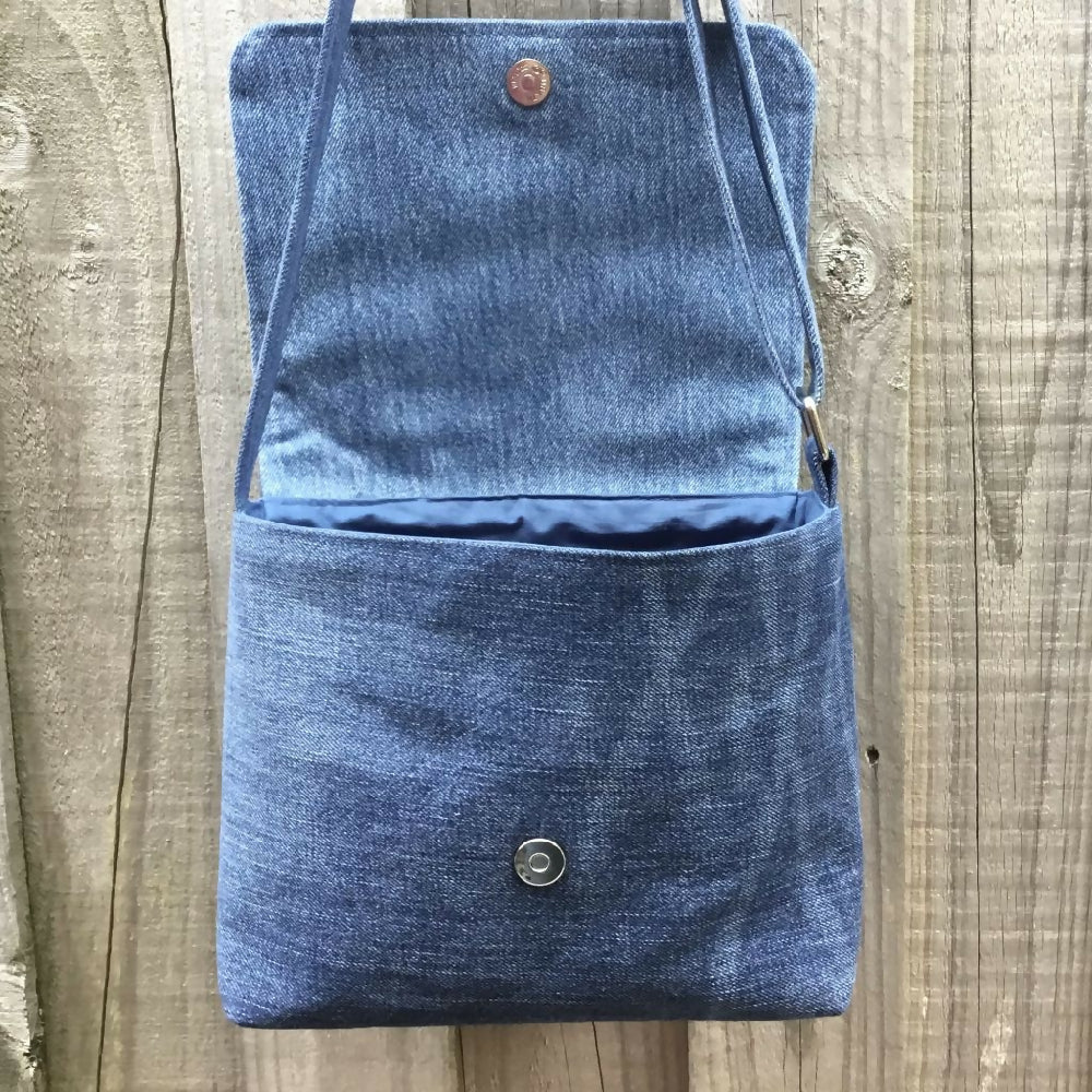Upcycled Denim Messenger Bag – Blue Denim