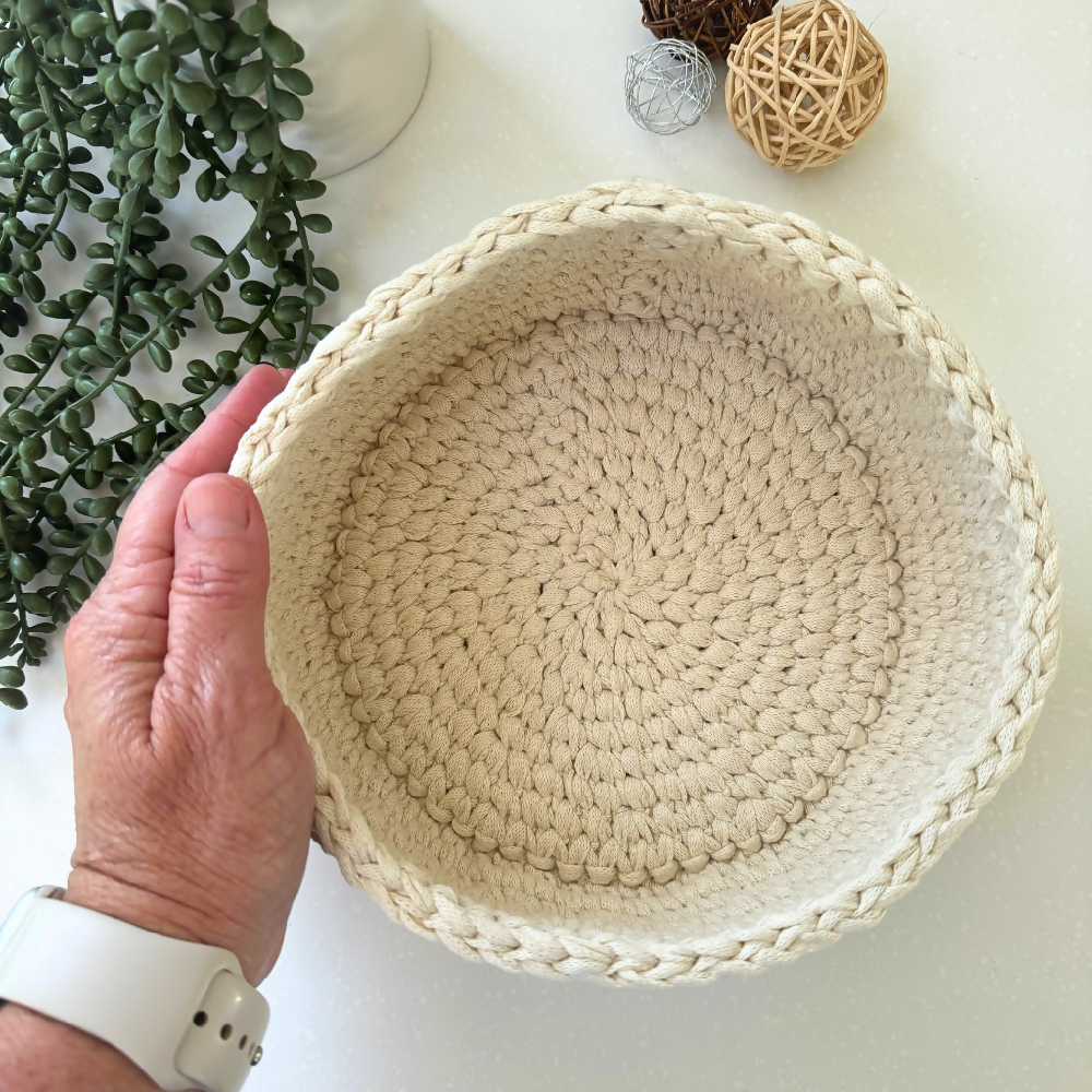 Custom order for Kylie | Crochet handmade basket | Sand | Medium