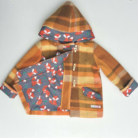 Upcycled Blanket Duffle Coat with Foxy Lining
