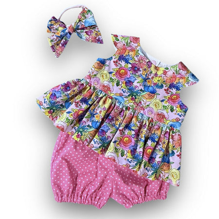 SIZE 0 Bright Rainbow Floral Baby Peplum Set