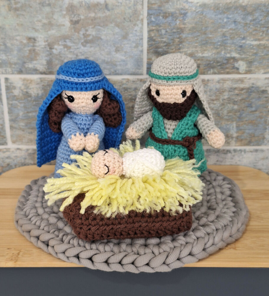 crocheted nativity set