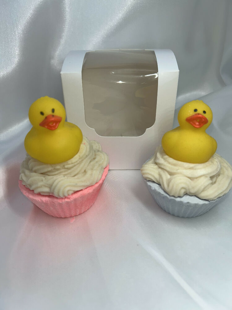 Handmade duck cupcake soap