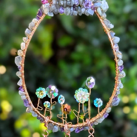 Amethyst and labradorite suncatcher with flowers