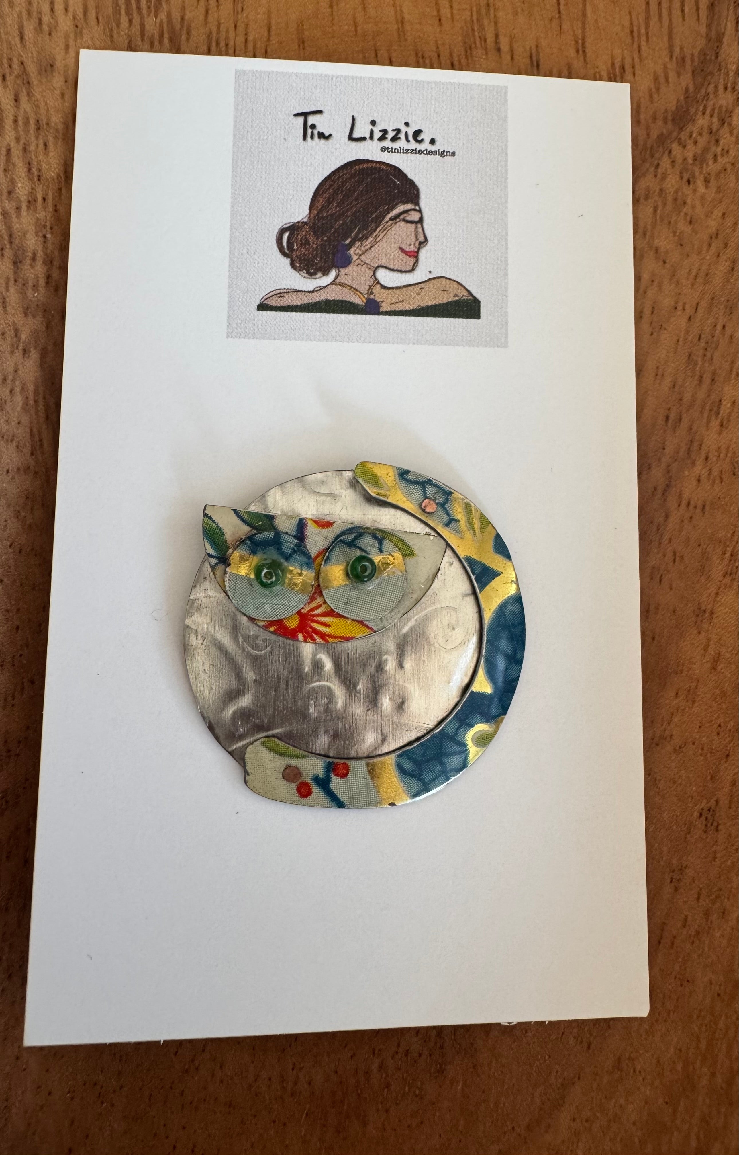 Tin Cat Brooch