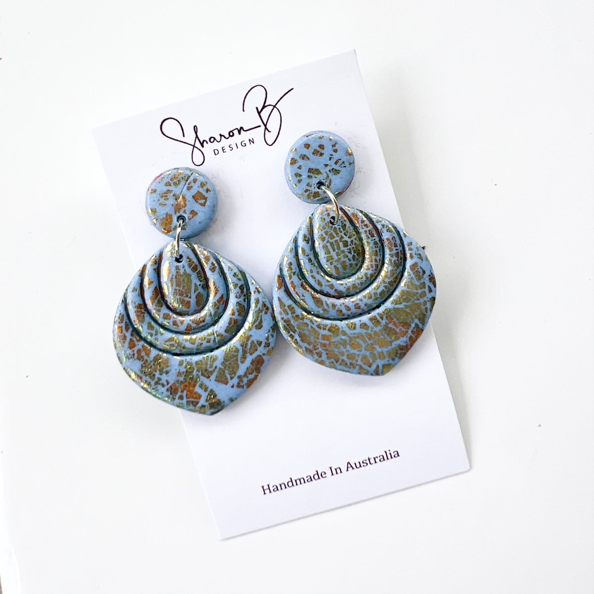 Earrings ~Dangles ~Lightweight ~Blue~Gold Leaf