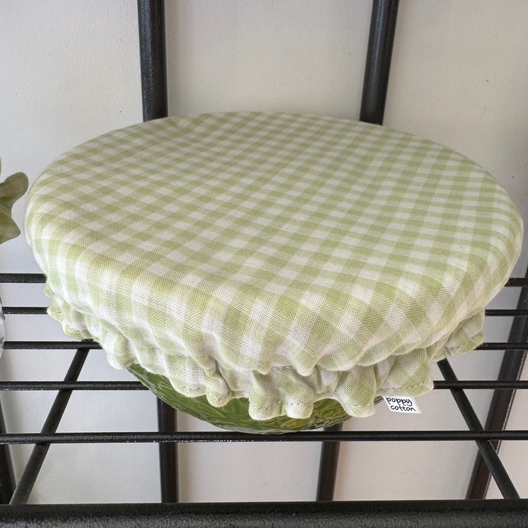 Green Gingham Bowl & Jar Cotton Cover Set