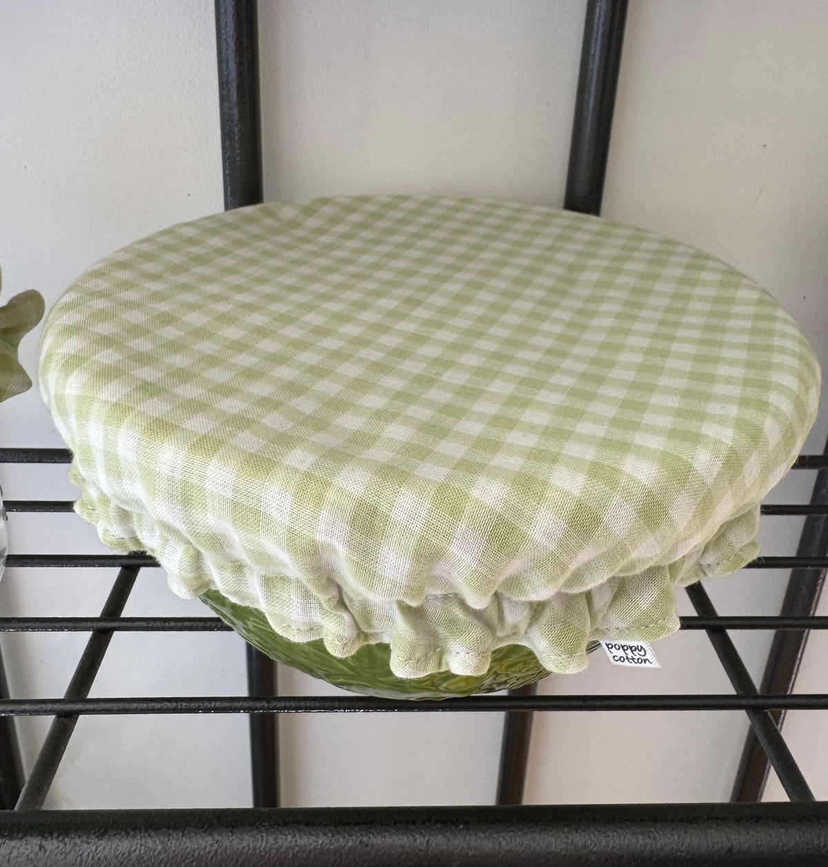 Green Gingham Bowl & Jar Cotton Cover Set
