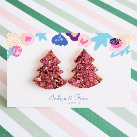 Large Christmas Tree Stud - Various Colours