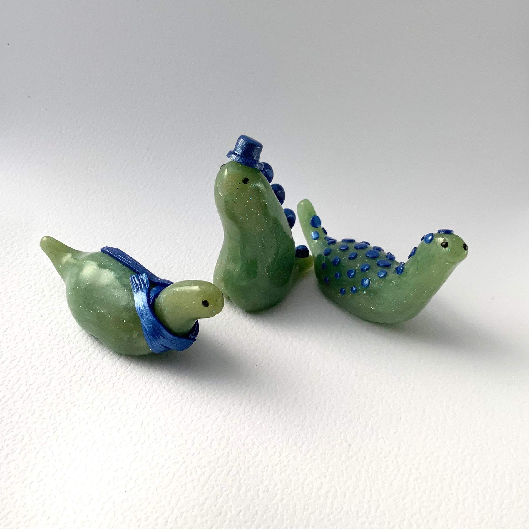 TINY TERRORS DINO TRIO – Handmade Polymer Clay Mini Dino Figurines – Cute Desk Decor - Choose Your Favourite Set