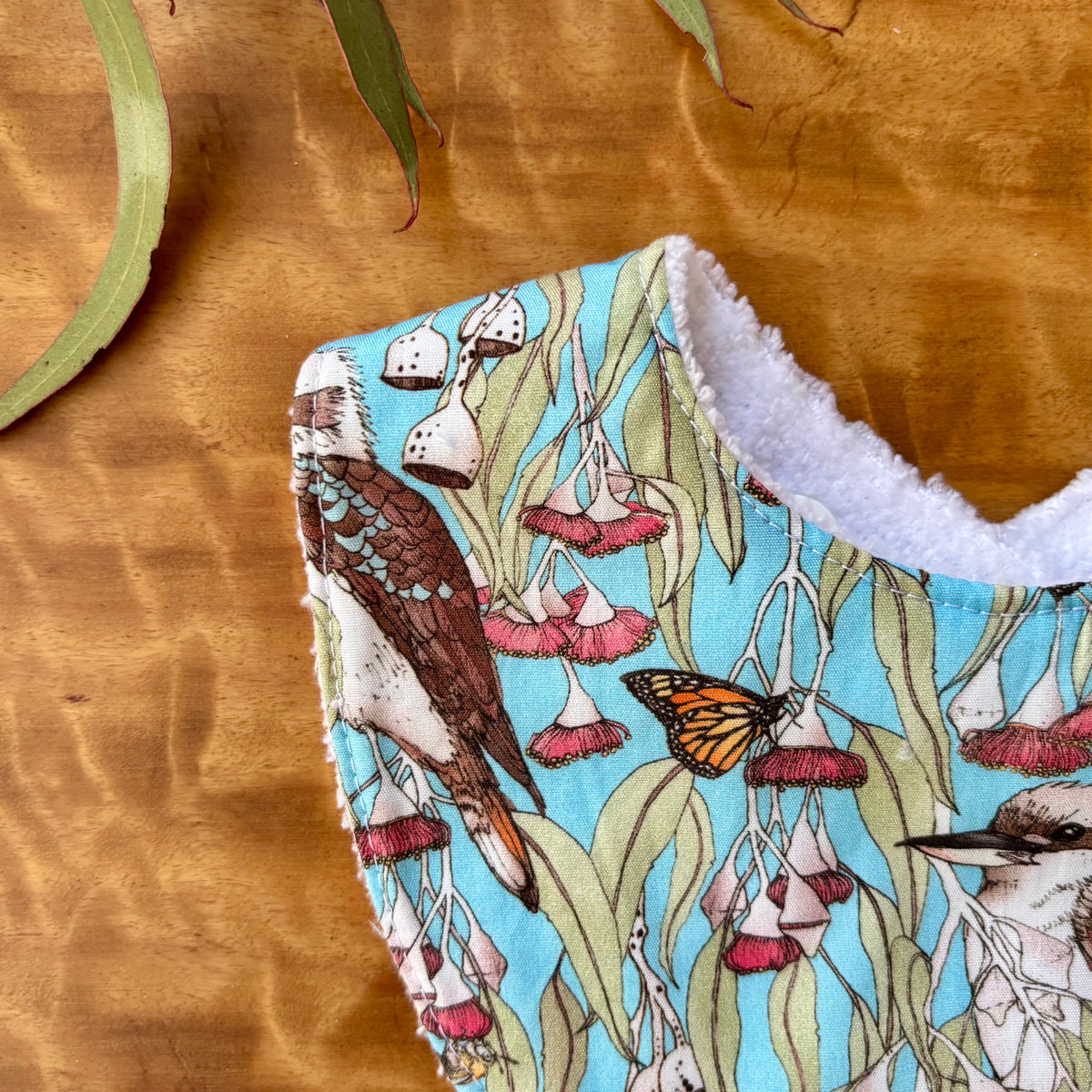 Baby Bib and Burp Cloth Set | Kookaburras and Possums | Ready to Ship