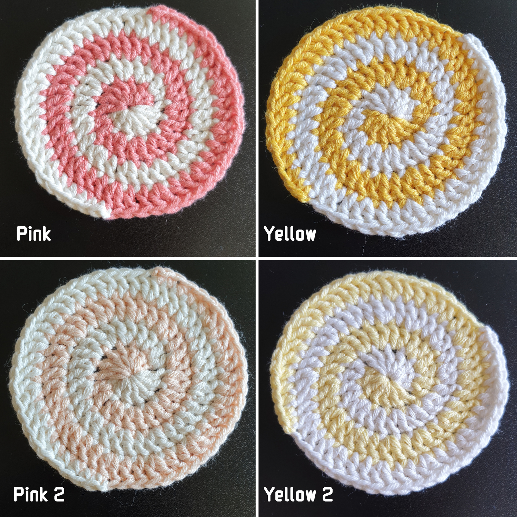 Hand Crochet Colourful Thick Square Coaster : Two Sided ,  Double Sided