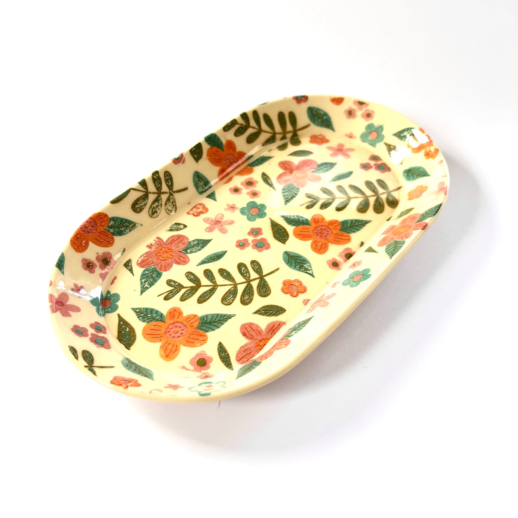Flower Pattern Ceramic Tray/Plates Set of 3