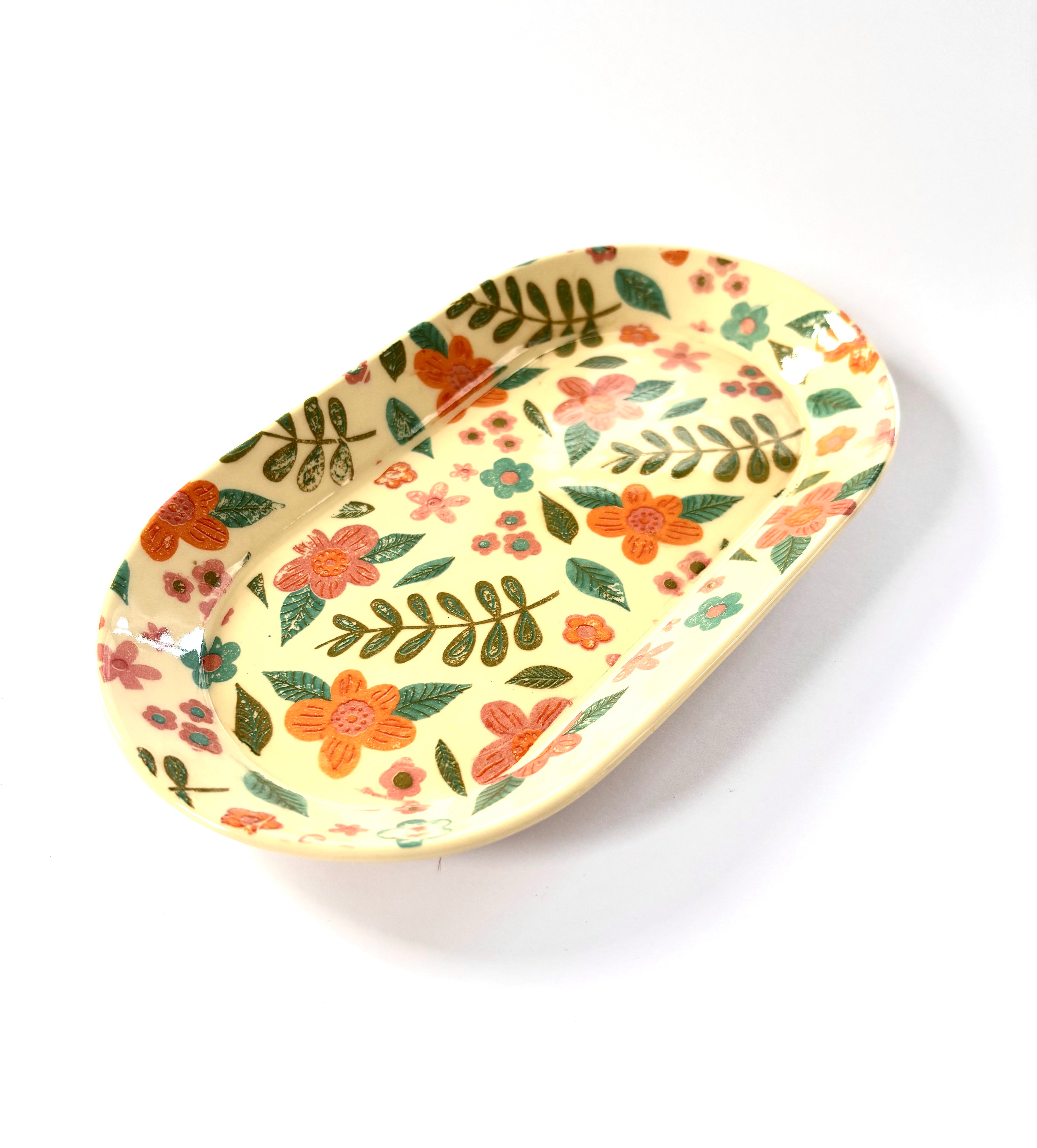 Flower Pattern Ceramic Tray/Plates Set of 3