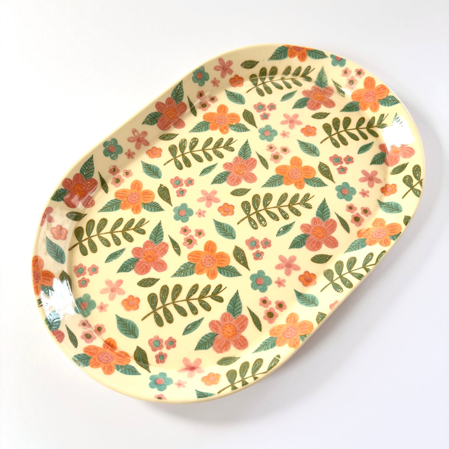 Flower Pattern Ceramic Tray/Plates Set of 3