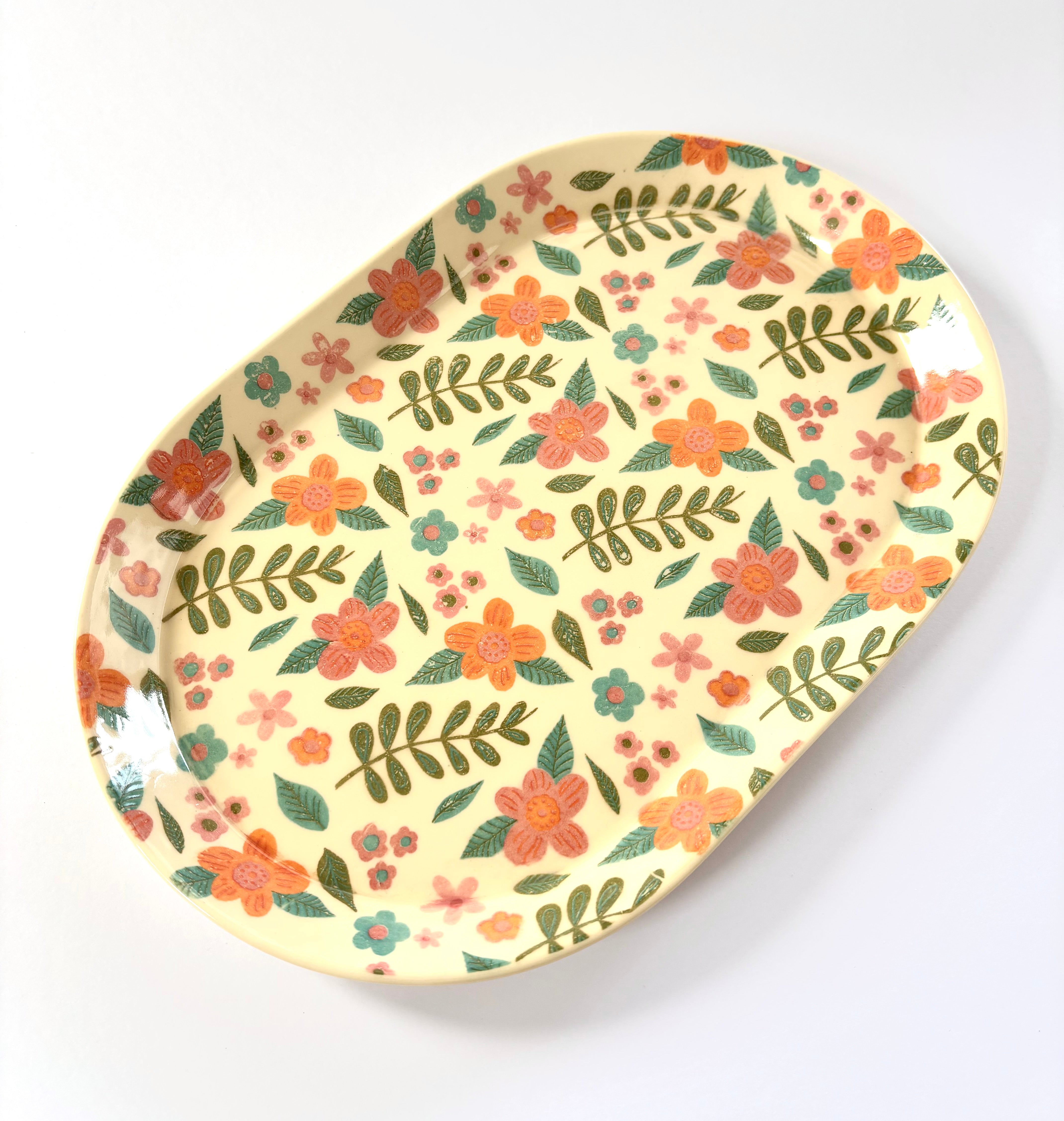 Flower Pattern Ceramic Tray/Plates Set of 3