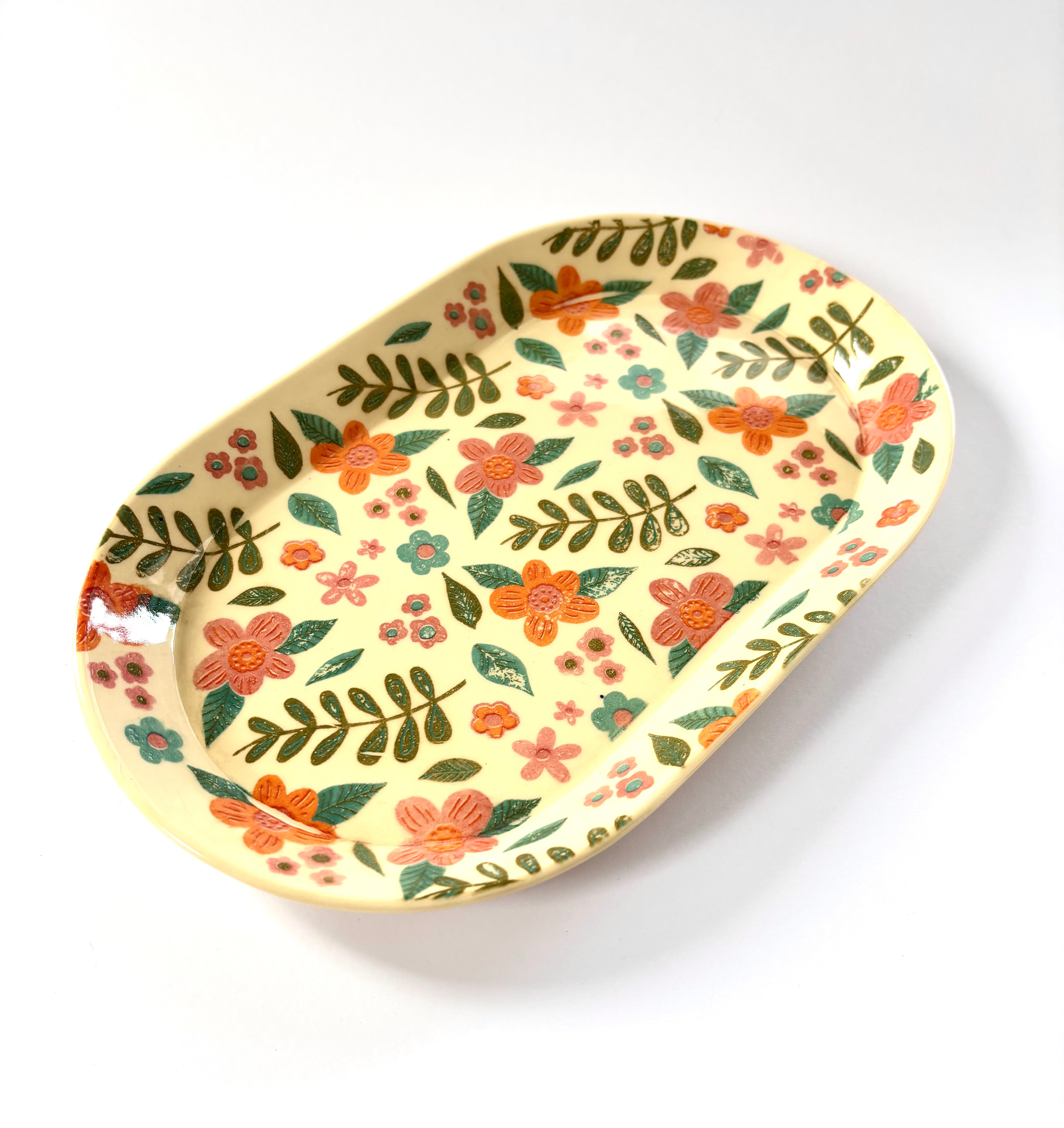 Flower Pattern Ceramic Tray/Plates Set of 3