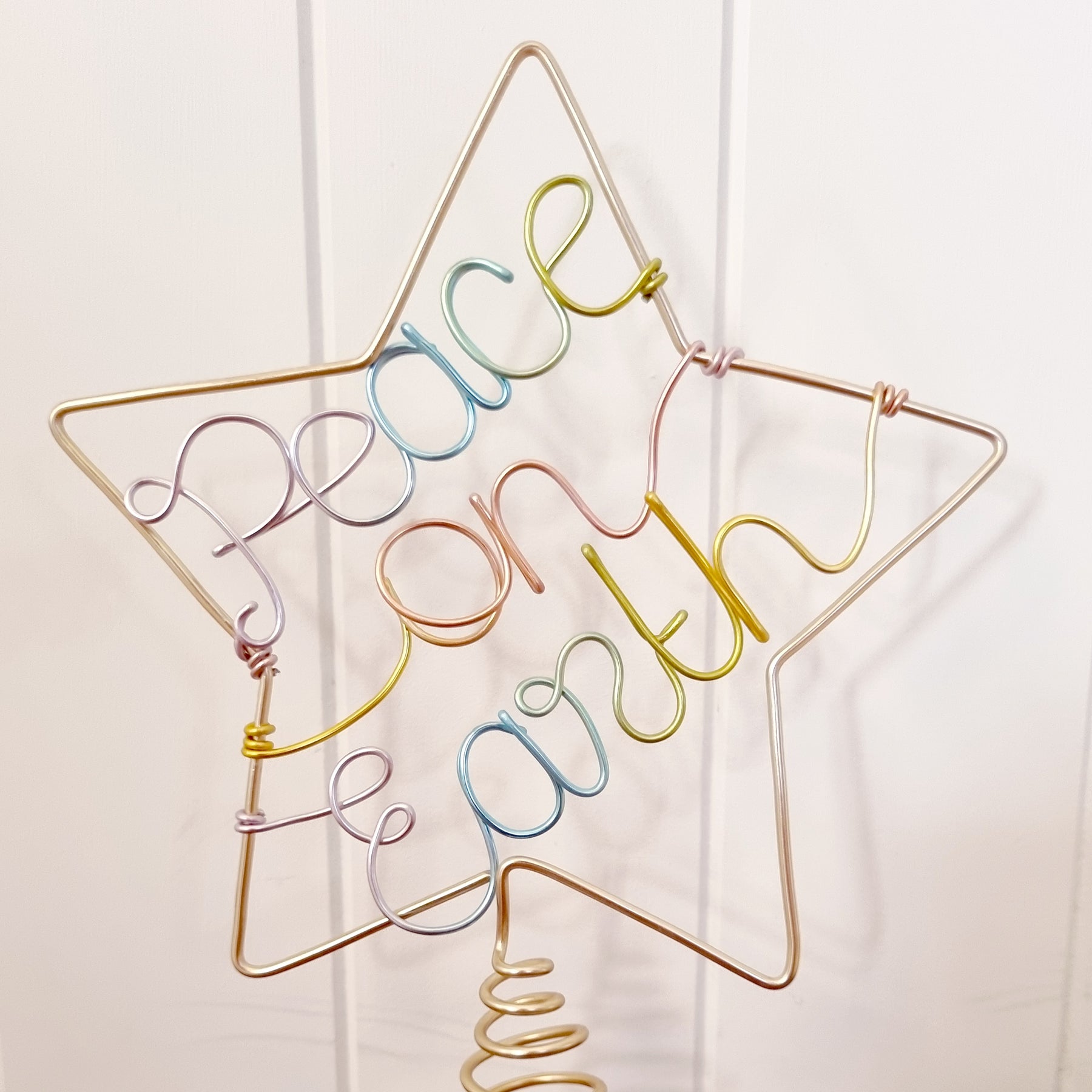 Personalised Christmas Tree Topper | Custom Wire Star Family Name Topper | Xmas Tree Star Decoration | Custom Colour Wire Art | Family Name Gift | New Home First Christmas