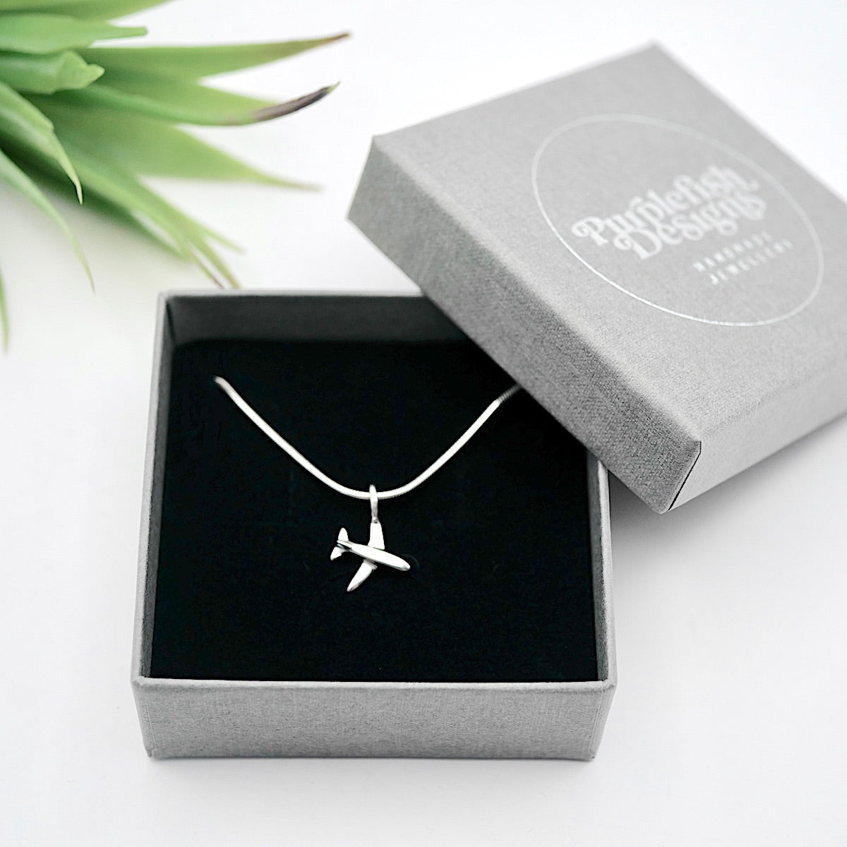 Tiny Plane - Handmade Sterling Silver Aeroplane Pendant with Snake Chain