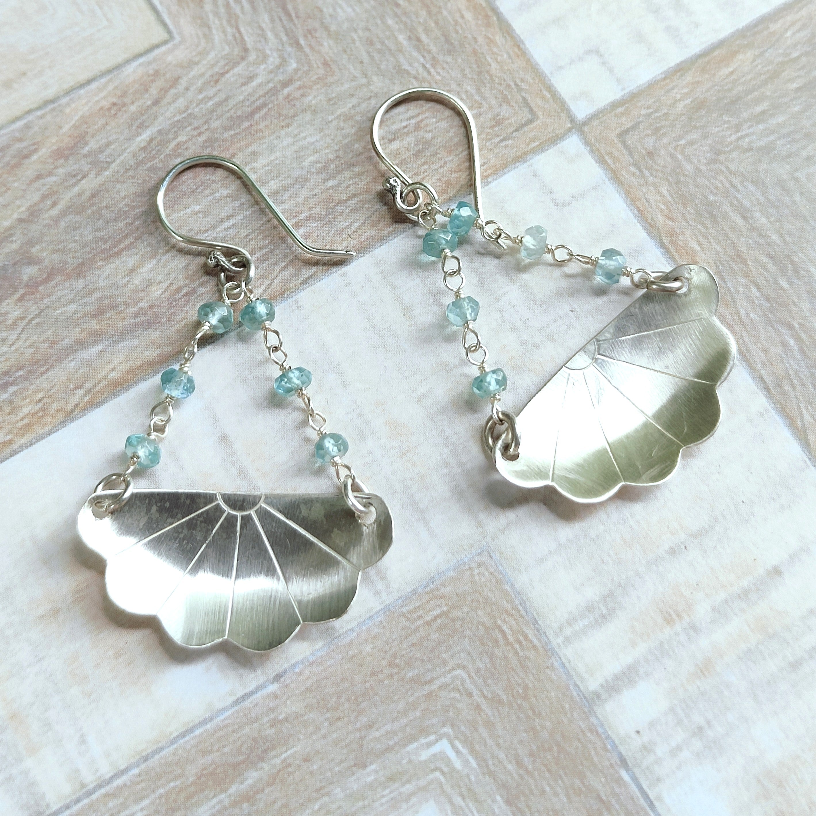 Japanese Iced Tea Spoon Earrings with Topaz Beads