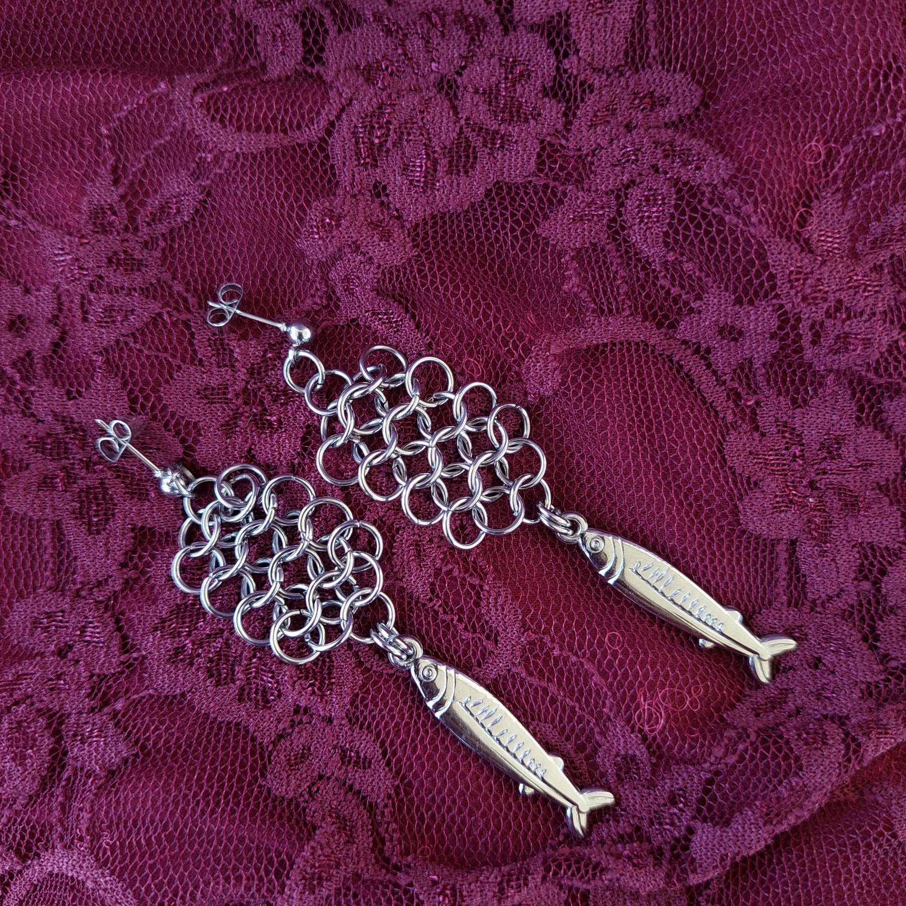 Fishy chainmaille earrings