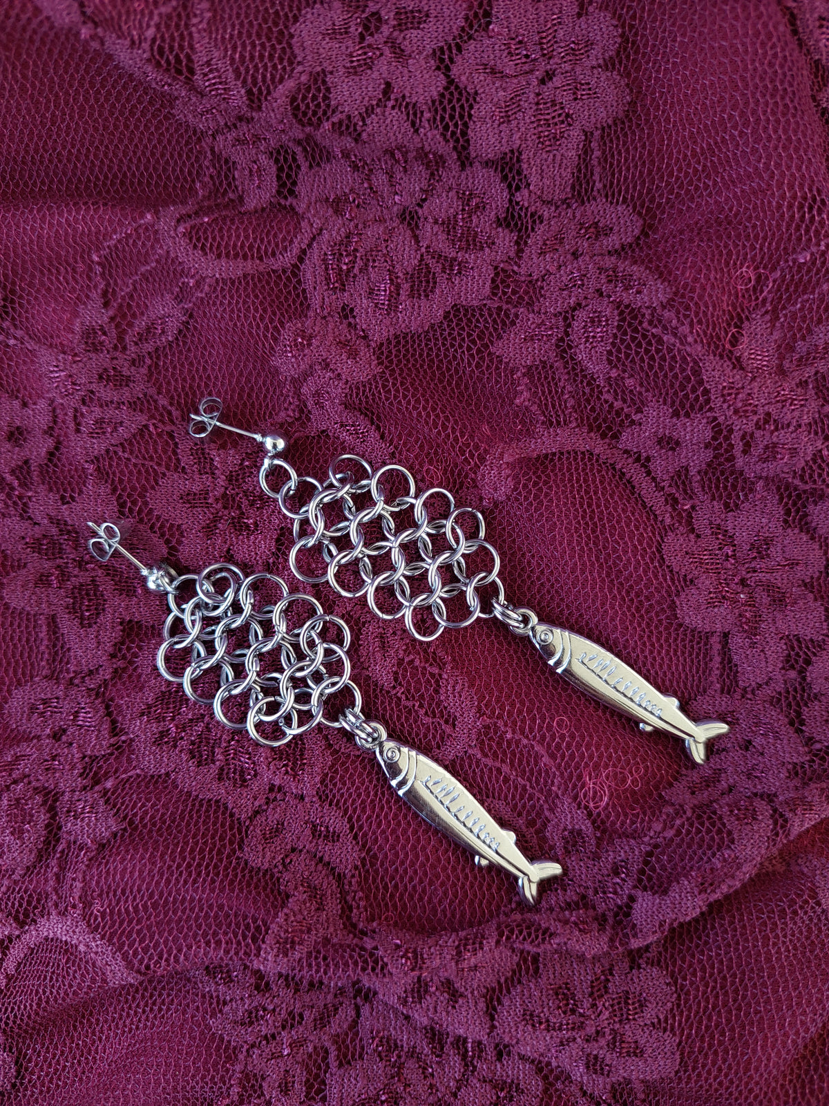 Fishy chainmaille earrings