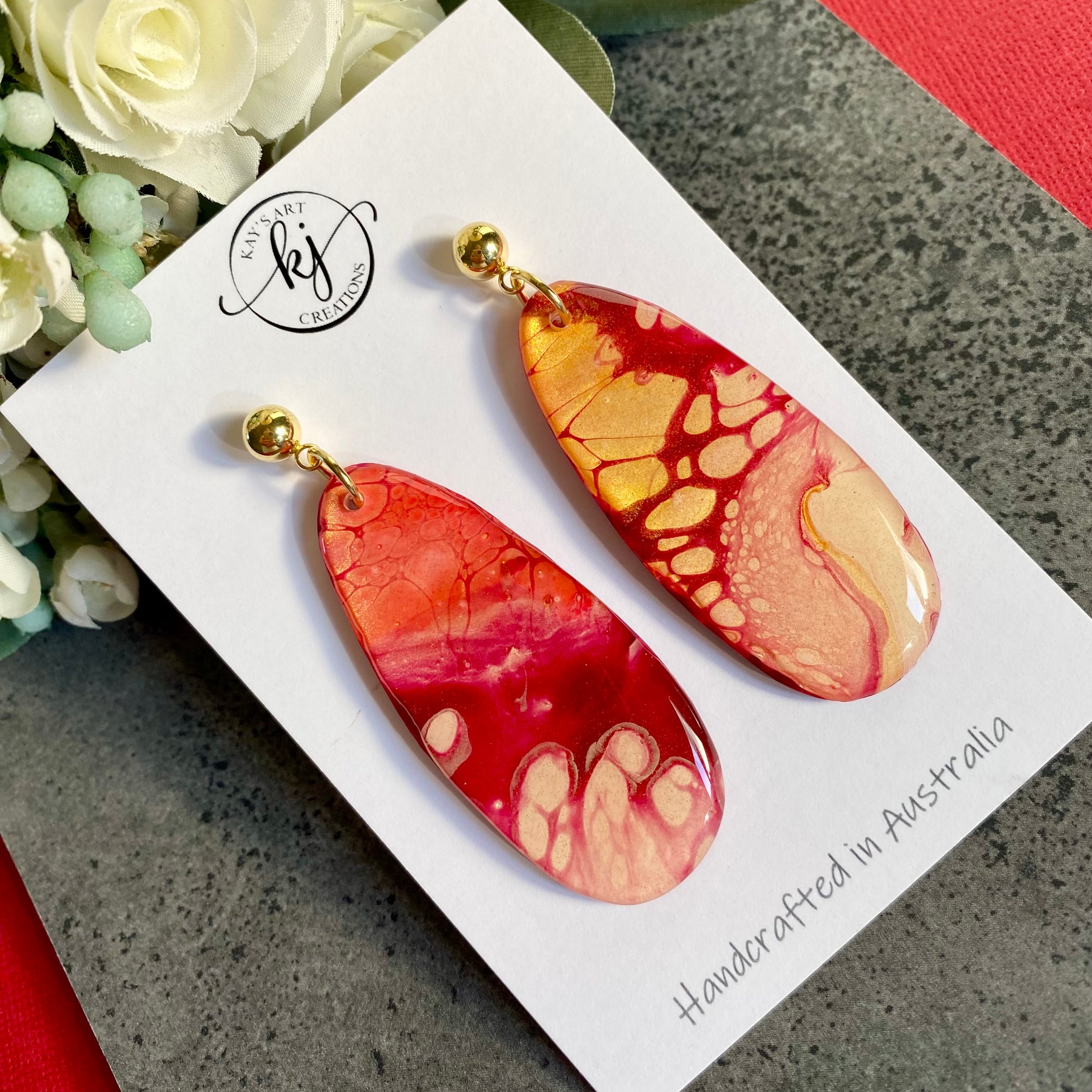 Deep Burgundy Blush Pink Artisan Earrings