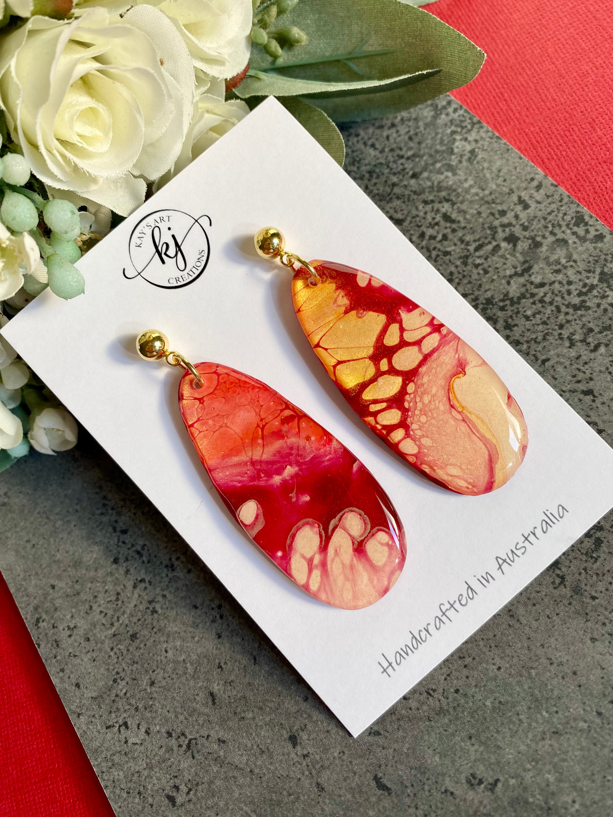 Deep Burgundy Blush Pink Artisan Earrings