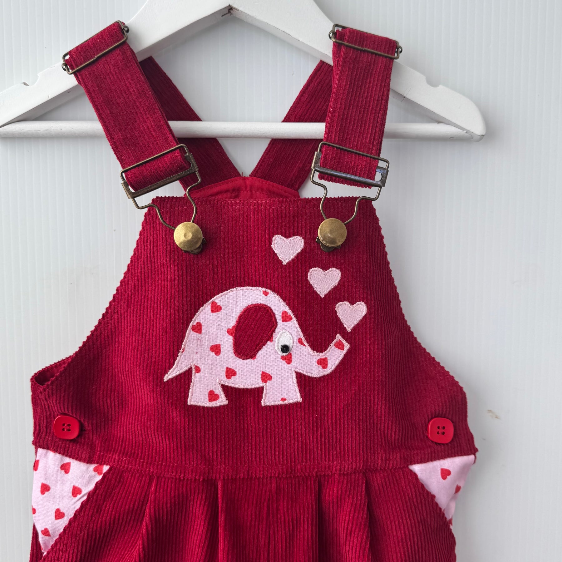 Dinosaur and Elephant Cord Buckle Overalls