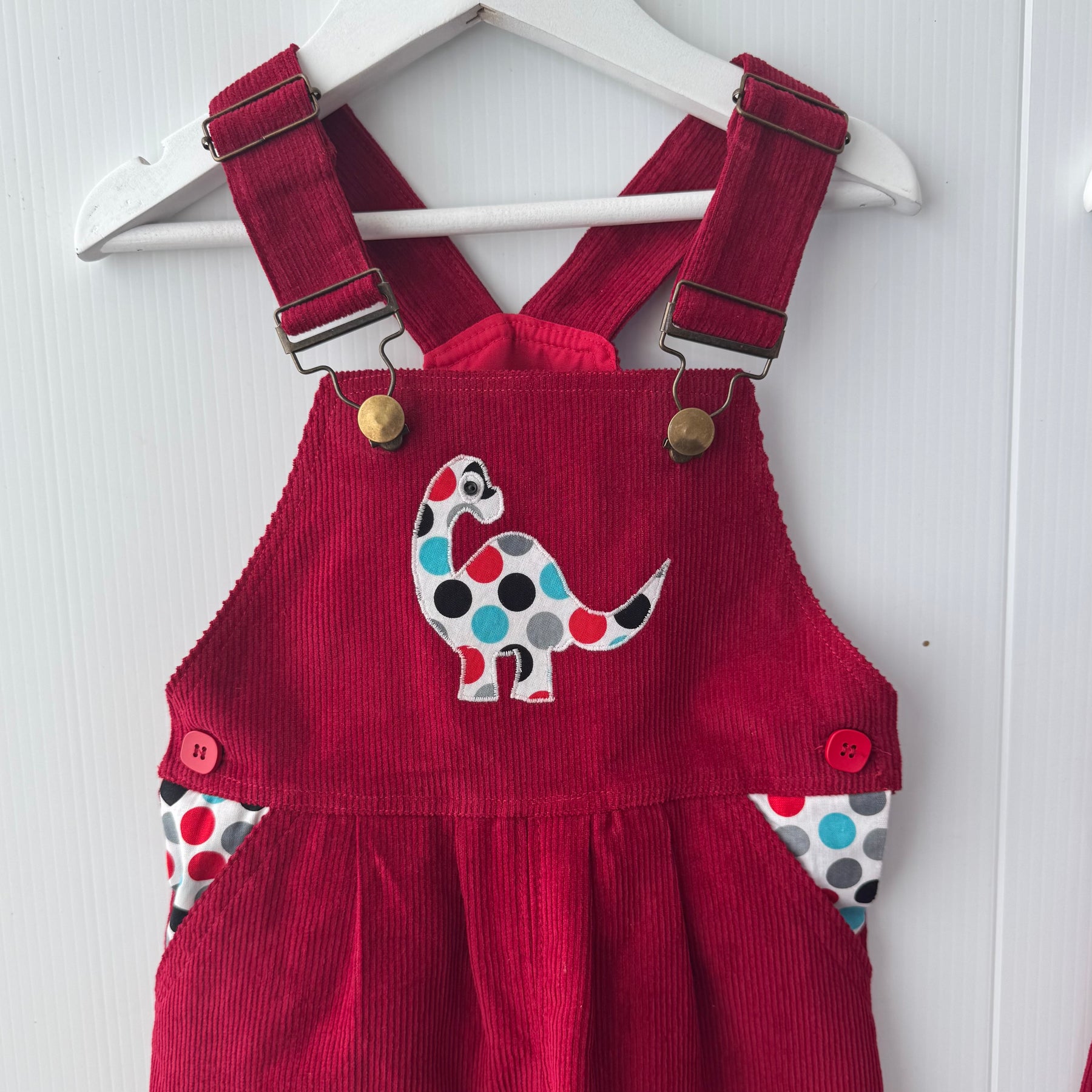 Dinosaur and Elephant Cord Buckle Overalls