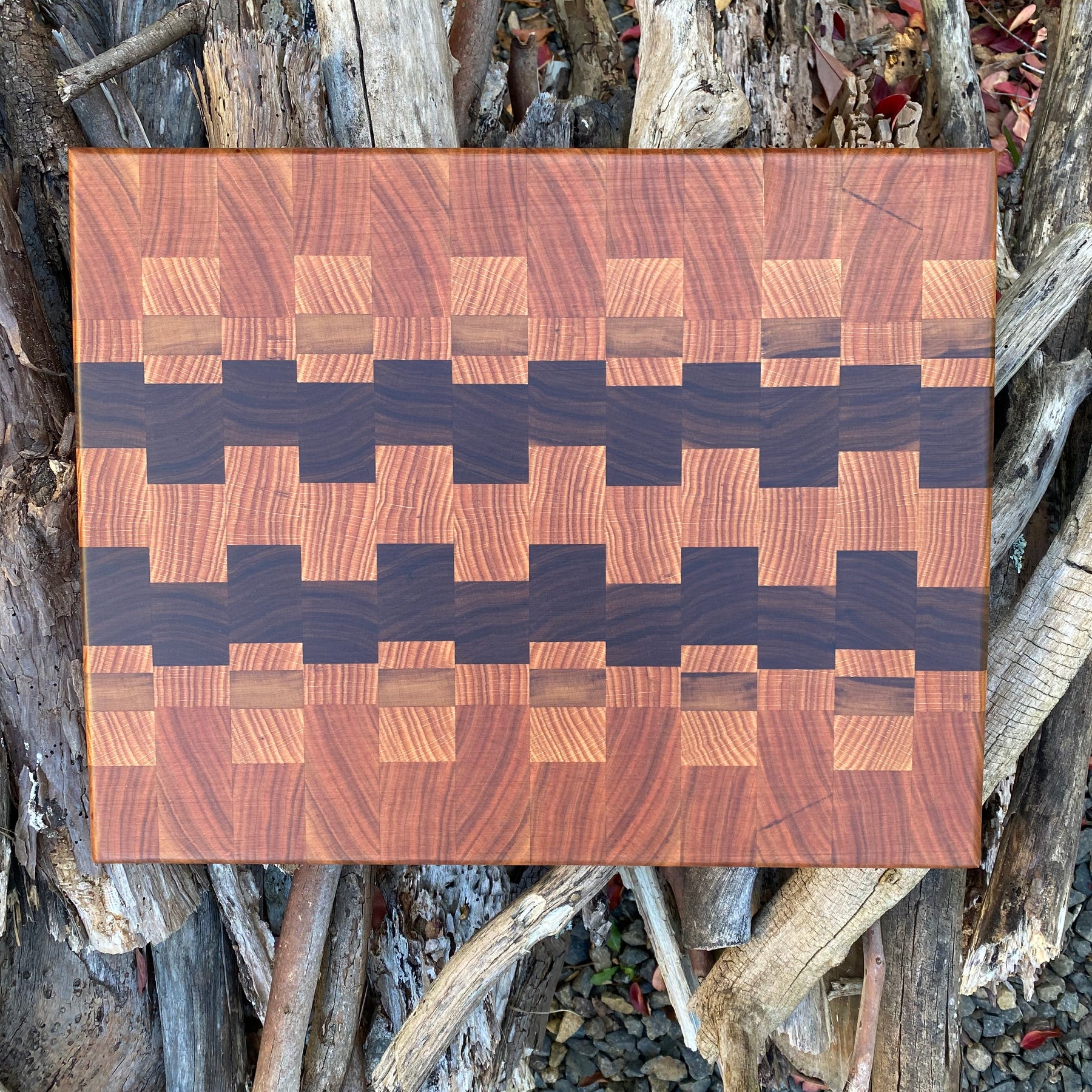 Handcrafted End-Grain Chopping Board with Cherry, Black Walnut & American Oak